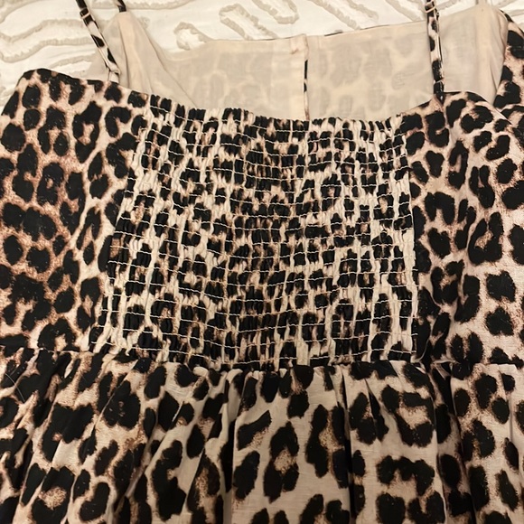 H&M Linen blend LEOPARD animal print dress sundress button - Picture 9 of 9